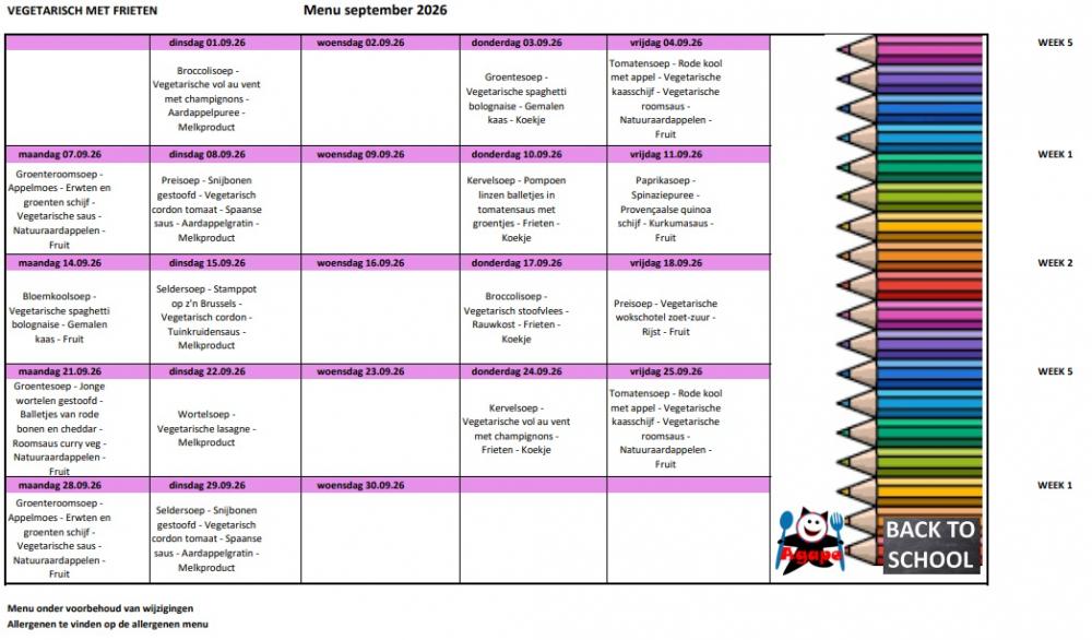 Menu september 2026